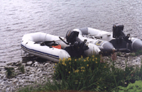 Inflatable raft.